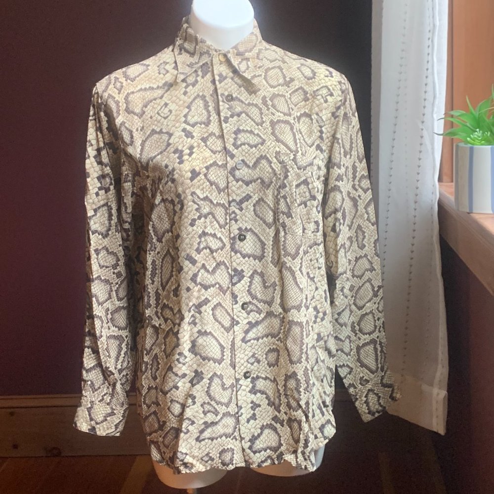 EQUIPMENT Snake Print SILK Button Down Blouse S